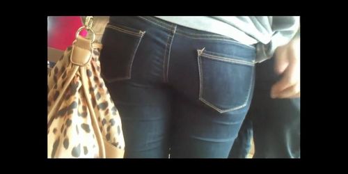 HIDDEN CAM Teen ass jeans with friend touching her ass m145