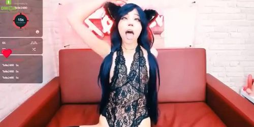 Cosplay cat girl get Ahegao and Cam