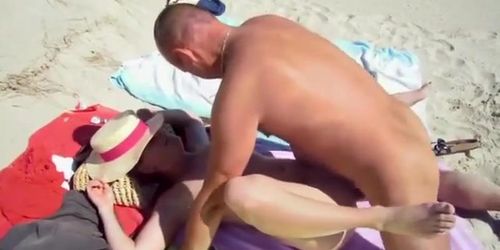 Hardcore sex with a mature couple at the nudist beach (Sandy Beach)