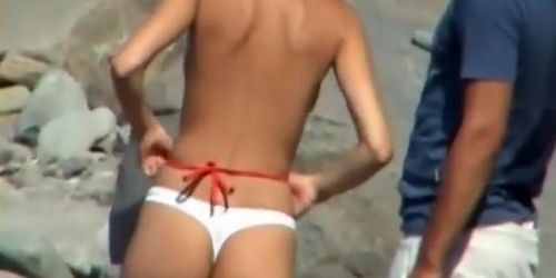 Petite Girl Removes Her Bikini Bottom