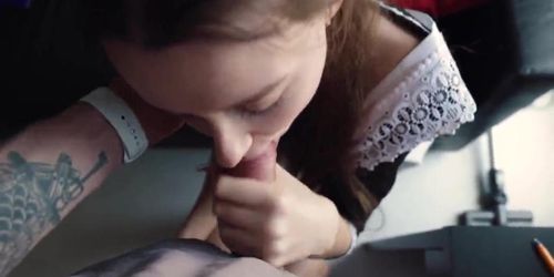 Russian Schoolgirl Gets Cock Deep In Her Mouth And Pussy
