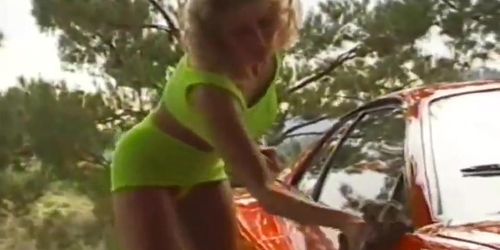 Cheri Taylor miniskirt car wash - Mystic Pieces (1989) (Kim Nike)