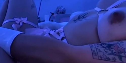Asian teen playing with her vibrator
