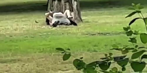 Wasted brunette bitch gets banged in the city park