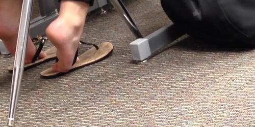 Candid College Cheerleader Feet in Class 1