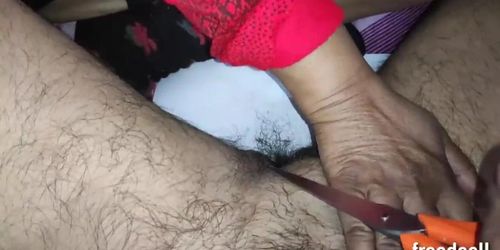 Indian step sis helps me to shave my hair and we fuck