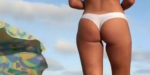 Flawless cameltoe on a beach pussy