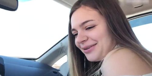 Fucked a stranger girl in the middle of a field in a car