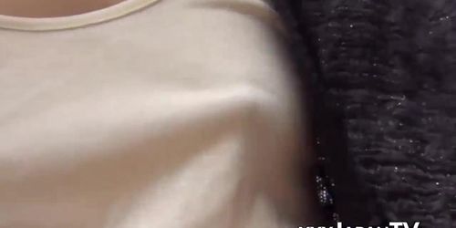 Japanese hottie plays with her pussy and gets jizzed on