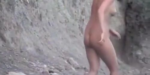 Horny voyeur enjoys the hot view on the nude beach