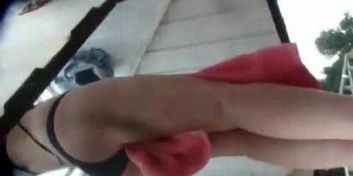 Changing room sex video with amateur spied on the beach