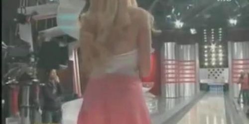 Slutty blonde teen upskirt ass on tv