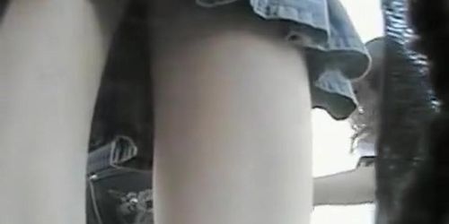 Skinny Redhead Teen Up Skirt Video