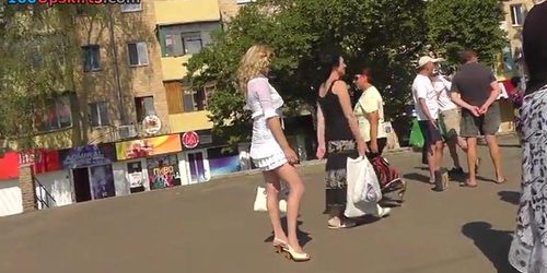 Golden-Haired legal age teenager wears a short short petticoat