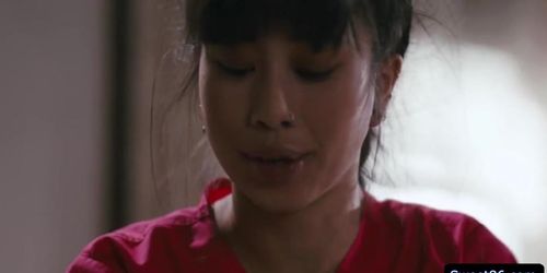 Asian masseuse Jade Kush licks Ariels pussy on the massage table