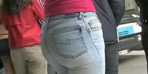 Denim jeans and nice ass voyeur on the stations