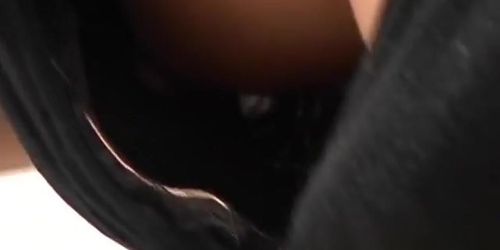 Cute Asian hussy makes for hot down blouse porn (Bunny with)
