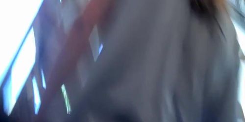 Gorgeous teenie unaware booty slit exposed in upskirt clip