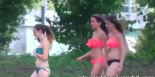 Candid - Group Of Legal Age Teenager In Bikini Arse Breasts Body