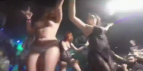 Ginger chick shows her boobies in the Russian nightclub (Naughty Doll)