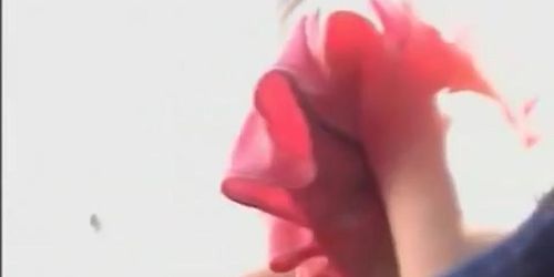 Pink skirt thongs revealed in voyeur video