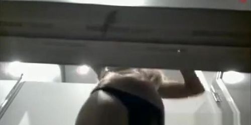 Blonde woman in dressing room