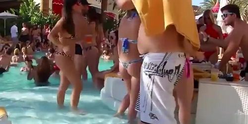 Delicious honeys have some fun at the pool in their bikinis