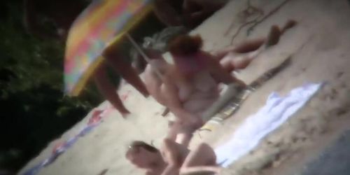 Naked mature girl captured by voyeur nudist beach