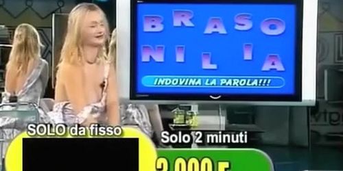 Smoking hot Italian blonde teases with her boobs live on TV