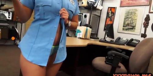 Lady police officer gets nailed in a pawnshop to earn cash