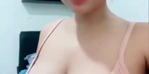 Asian Girl Showing Off Her Big Amazing Tits Live