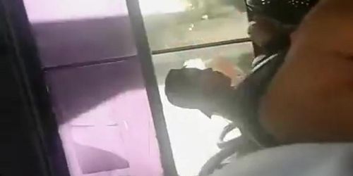 Guy plays with dick in bus