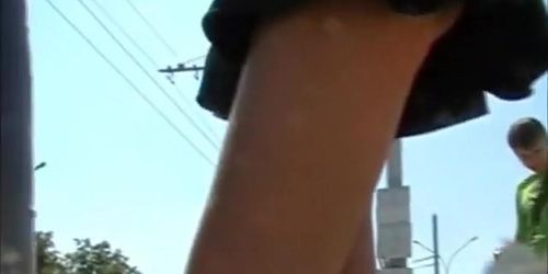 Voyeur upskirt film shot outdoors