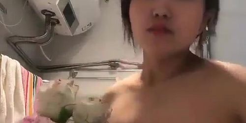 Chinese girlfriend sings nude.. busty boob