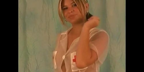 Halee Model See Through Nurse Outfit White Stockings