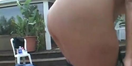    Big booty latina does it on the deck