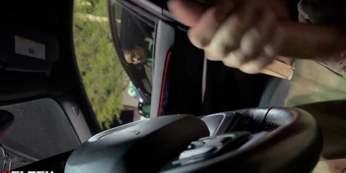 Hot asian caught me jerking in car