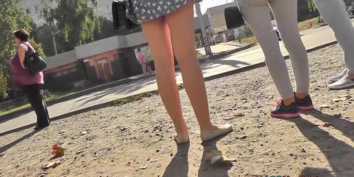 Best upskirt video of a blonde wearing tight thong