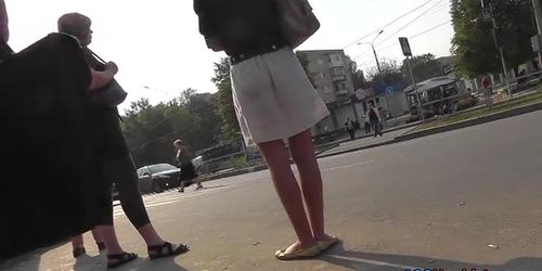 Tasty a-hole in white panty up the petticoat