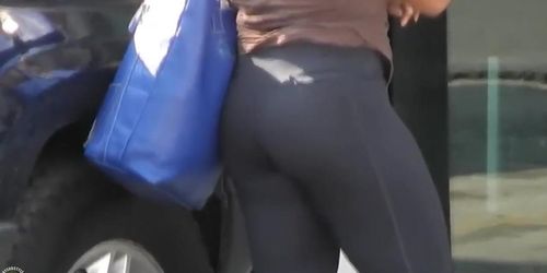 Tight workout pants look good on her ass (Good ass)