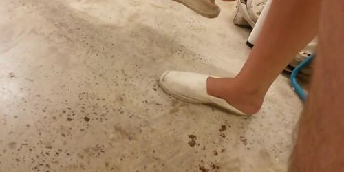 My exgf cute feet in toms with crushed heels - candid