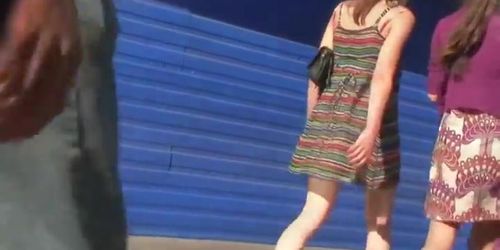 Upskirts spy camera trying to get a shot of two schoolgirls