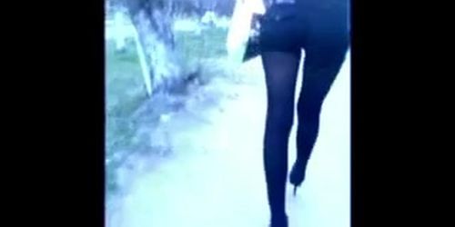 Candid voyeur ass in public walk - 1