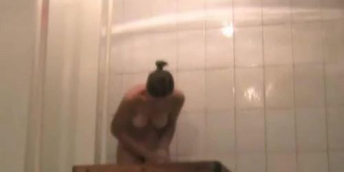 Erotic body soaping from charming shower spy cams