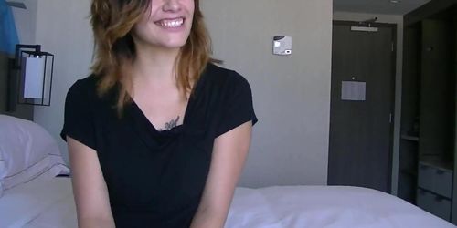 Nervous Girl swallows cum