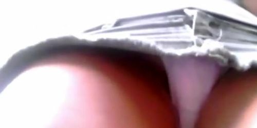 Thick white panties in this thorough upskirt spy cam video