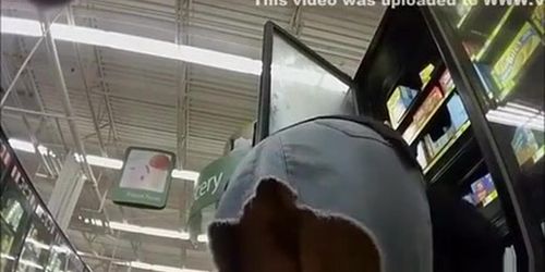 Chubby exhibitionist supermarket upskirt