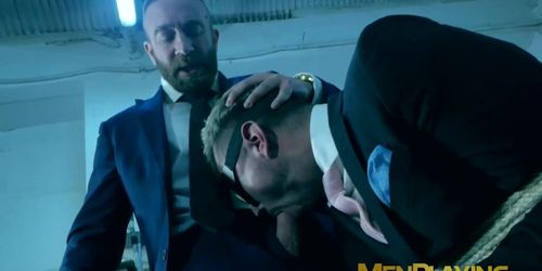 MEN PLAYING - Blindfolded businessman Dani Rivera sucked dildo and fucked