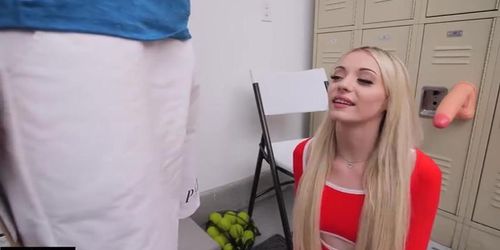 Hot Tennis Coach Catches Skinny Slut Cecelia Taylor Playing With Her Tight Pussy