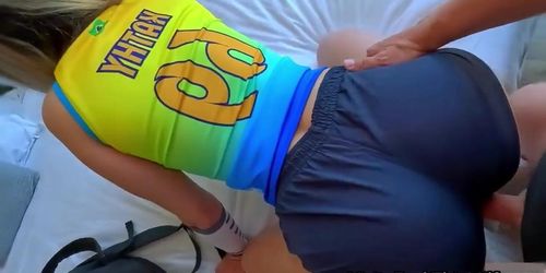 Fucked rough after my volleyball shorts tore and everyone saw my pussy